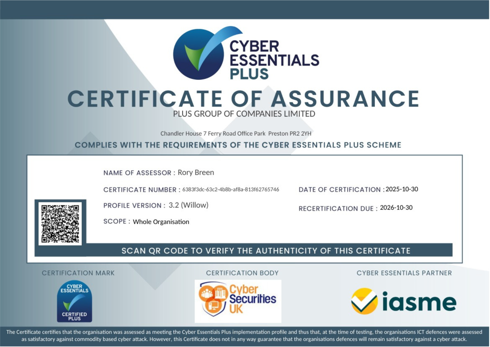 CE+ Certificate